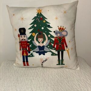 Festive Nutcracker and Mouse King Holiday Pillow 16x16
